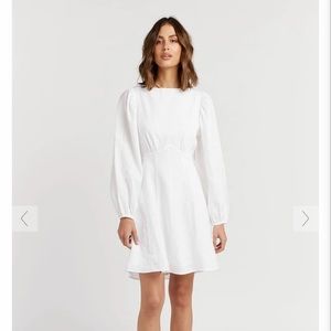 DISSH - PIA WHITE LINEN TIE BACK DRESS